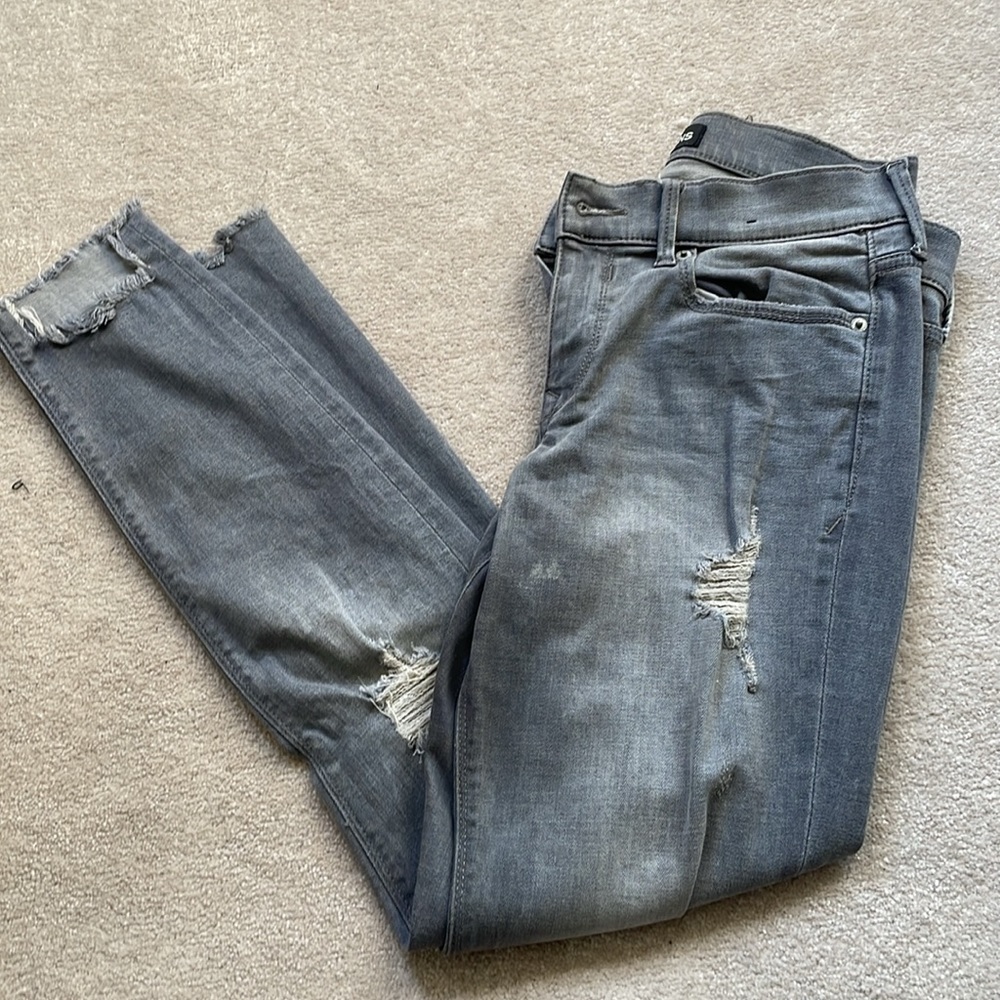 Express Distressed grey mid rise jean legging